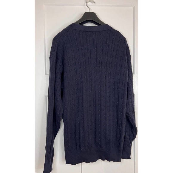 Woods & Gray Cardigan Sweater Men's L Blue V Neck Solid Long‎ Sleeve Cable Knit - Picture 2 of 9